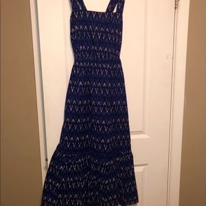 J.Crew blue print ruffle maxi dress! Size 2